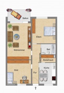 Grundriss der Wohnung Sch�ne Kapitalanlage im Herzen von Friedrichsfeld mit gro�em Balkon und Aufzug