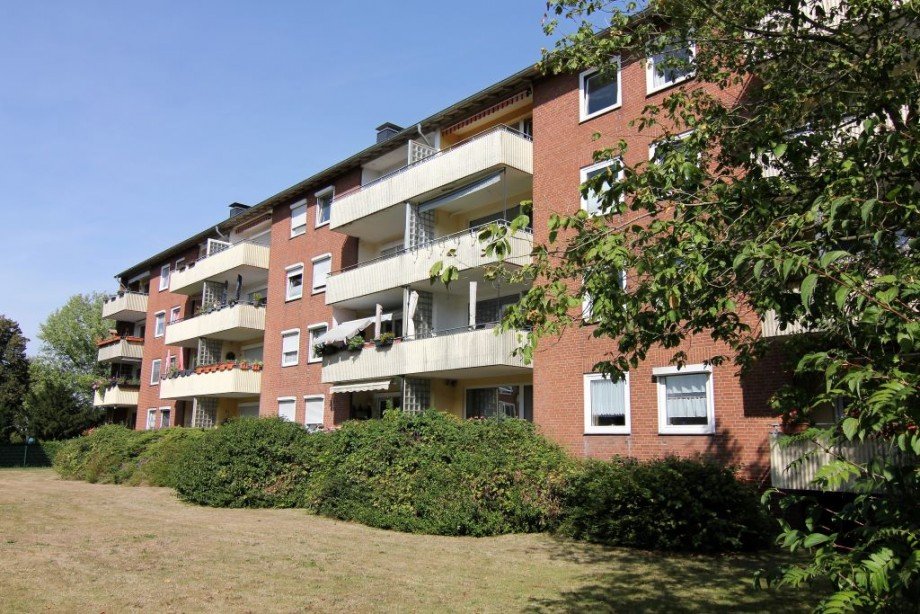 R�ckansicht des Hauses Etagenwohnung Voerde