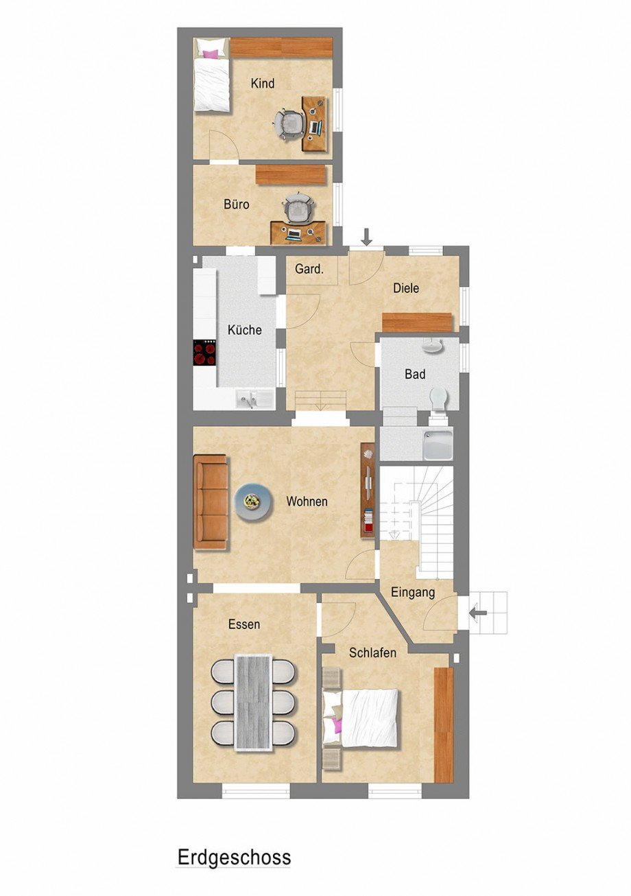 Grundriss Erdgeschoss Mehrfamilienhaus Duisburg